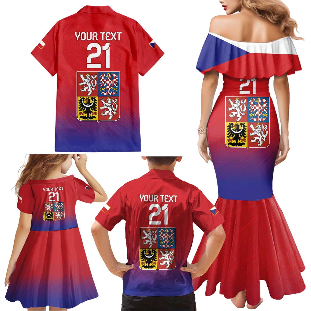 Custom Czech Republic Family Matching Mermaid Dress and Hawaiian Shirt Unique Double Tailed Lion LT9 - Wonder Print Shop