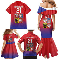 Custom Czech Republic Family Matching Mermaid Dress and Hawaiian Shirt Unique Double Tailed Lion LT9 - Wonder Print Shop