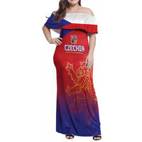 Custom Czech Republic Family Matching Off Shoulder Maxi Dress and Hawaiian Shirt Unique Double Tailed Lion LT9 - Wonder Print Shop