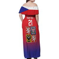 Custom Czech Republic Family Matching Off Shoulder Maxi Dress and Hawaiian Shirt Unique Double Tailed Lion LT9 - Wonder Print Shop