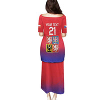 Custom Czech Republic Family Matching Puletasi and Hawaiian Shirt Unique Double Tailed Lion - Wonder Print Shop