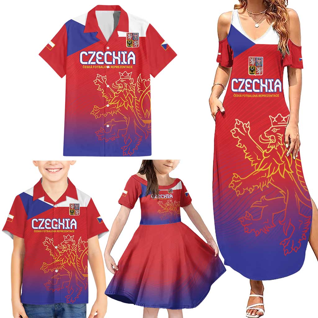 Custom Czech Republic Family Matching Summer Maxi Dress and Hawaiian Shirt Unique Double Tailed Lion - Wonder Print Shop