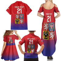 Custom Czech Republic Family Matching Summer Maxi Dress and Hawaiian Shirt Unique Double Tailed Lion - Wonder Print Shop