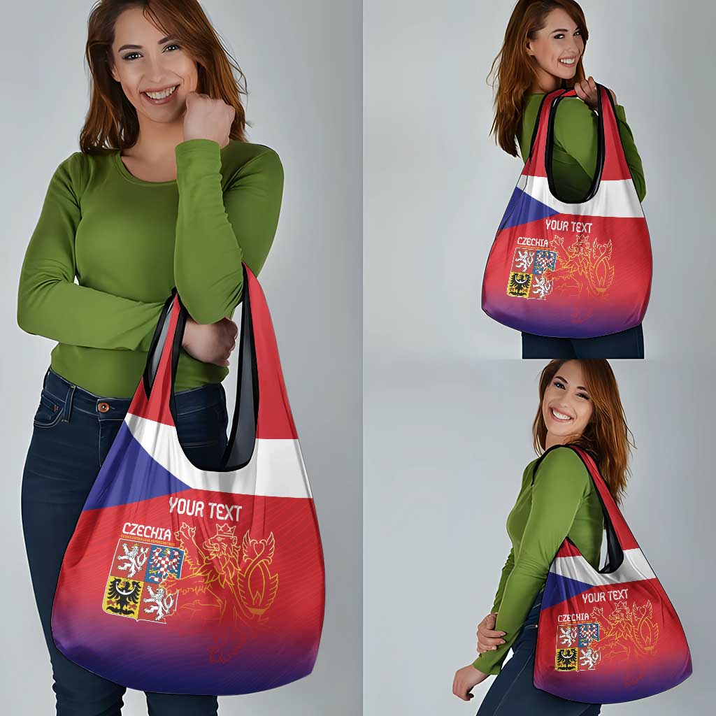 Custom Czech Republic Grocery Bag Unique Double Tailed Lion