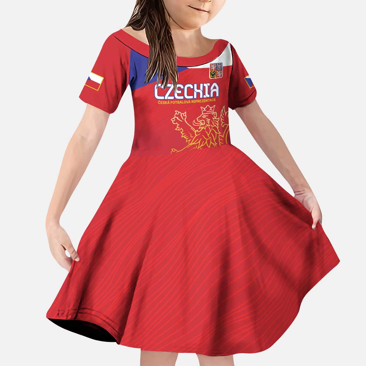 Custom Czech Republic Kid Short Sleeve Dress Unique Double Tailed Lion - Wonder Print Shop