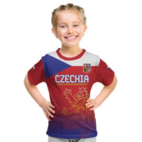 Custom Czech Republic Kid T Shirt Unique Double Tailed Lion - Wonder Print Shop