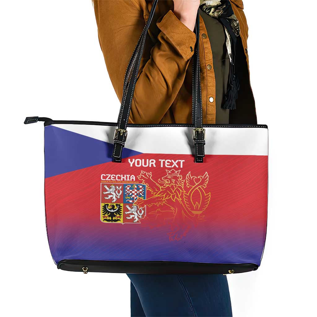 Custom Czech Republic Leather Tote Bag Unique Double Tailed Lion - Wonder Print Shop