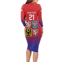 Custom Czech Republic Long Sleeve Bodycon Dress Unique Double Tailed Lion - Wonder Print Shop