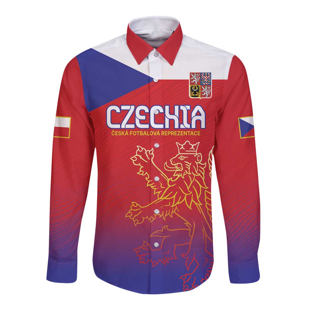 Custom Czech Republic Long Sleeve Button Shirt Unique Double Tailed Lion - Wonder Print Shop