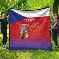 Custom Czech Republic Quilt Unique Double Tailed Lion - Wonder Print Shop