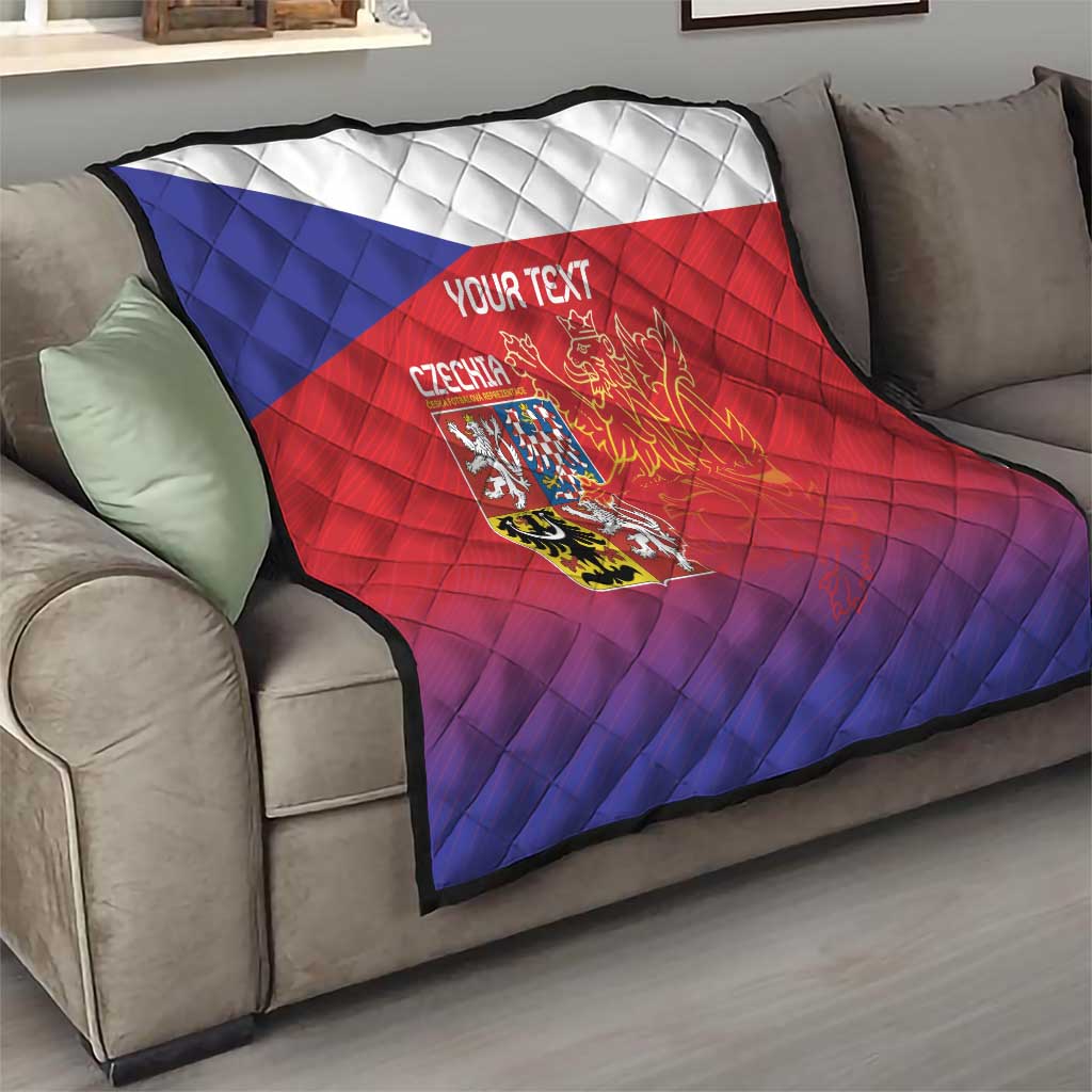 Custom Czech Republic Quilt Unique Double Tailed Lion - Wonder Print Shop