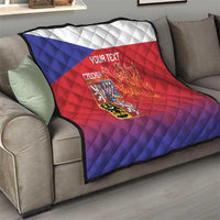 Custom Czech Republic Quilt Unique Double Tailed Lion - Wonder Print Shop