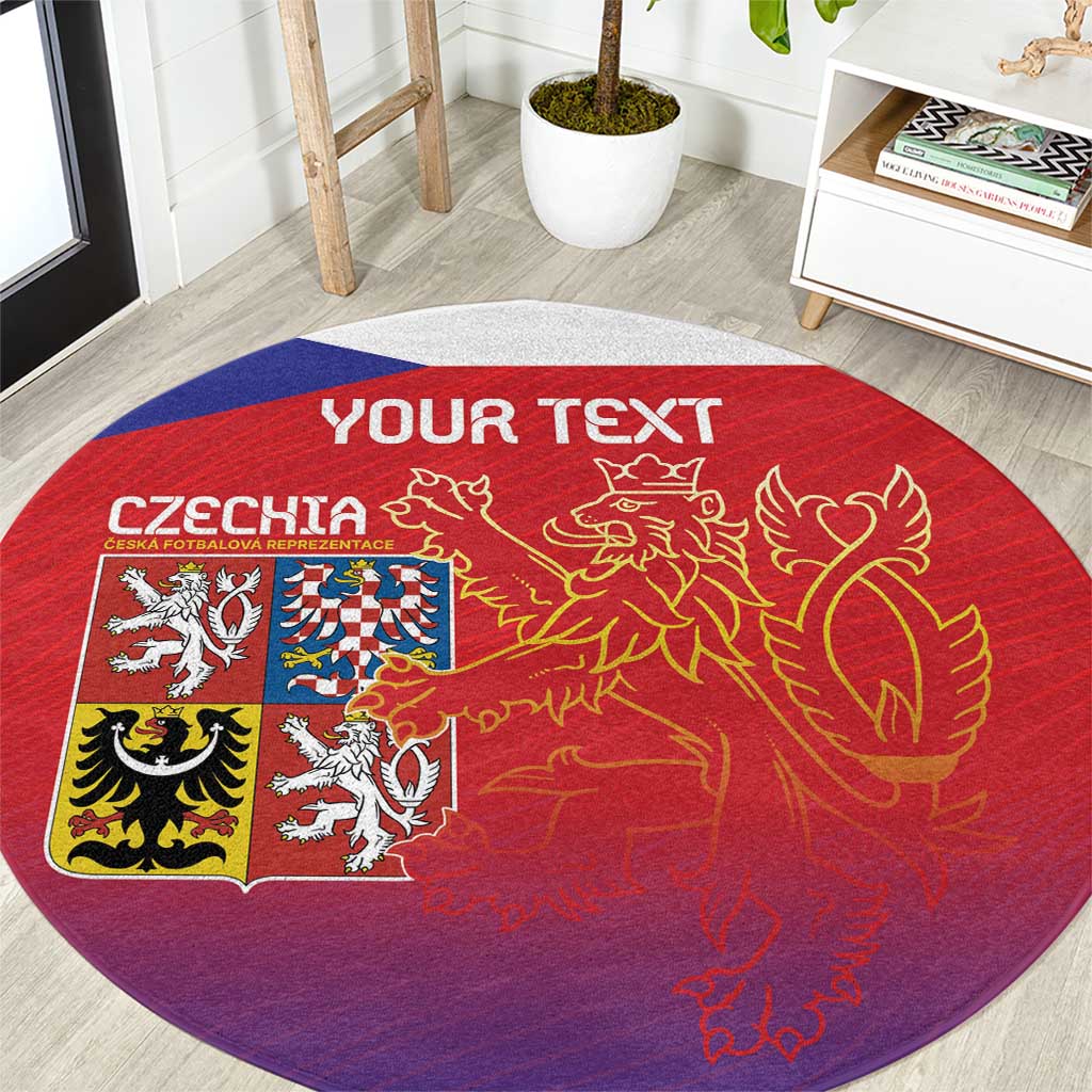 Custom Czech Republic Round Carpet Unique Double Tailed Lion