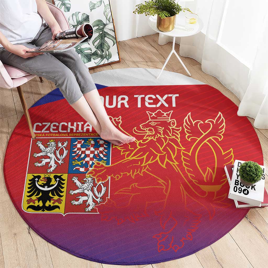 Custom Czech Republic Round Carpet Unique Double Tailed Lion