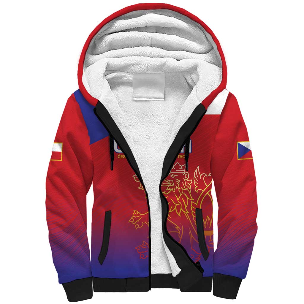 Custom Czech Republic Sherpa Hoodie Unique Double Tailed Lion - Wonder Print Shop