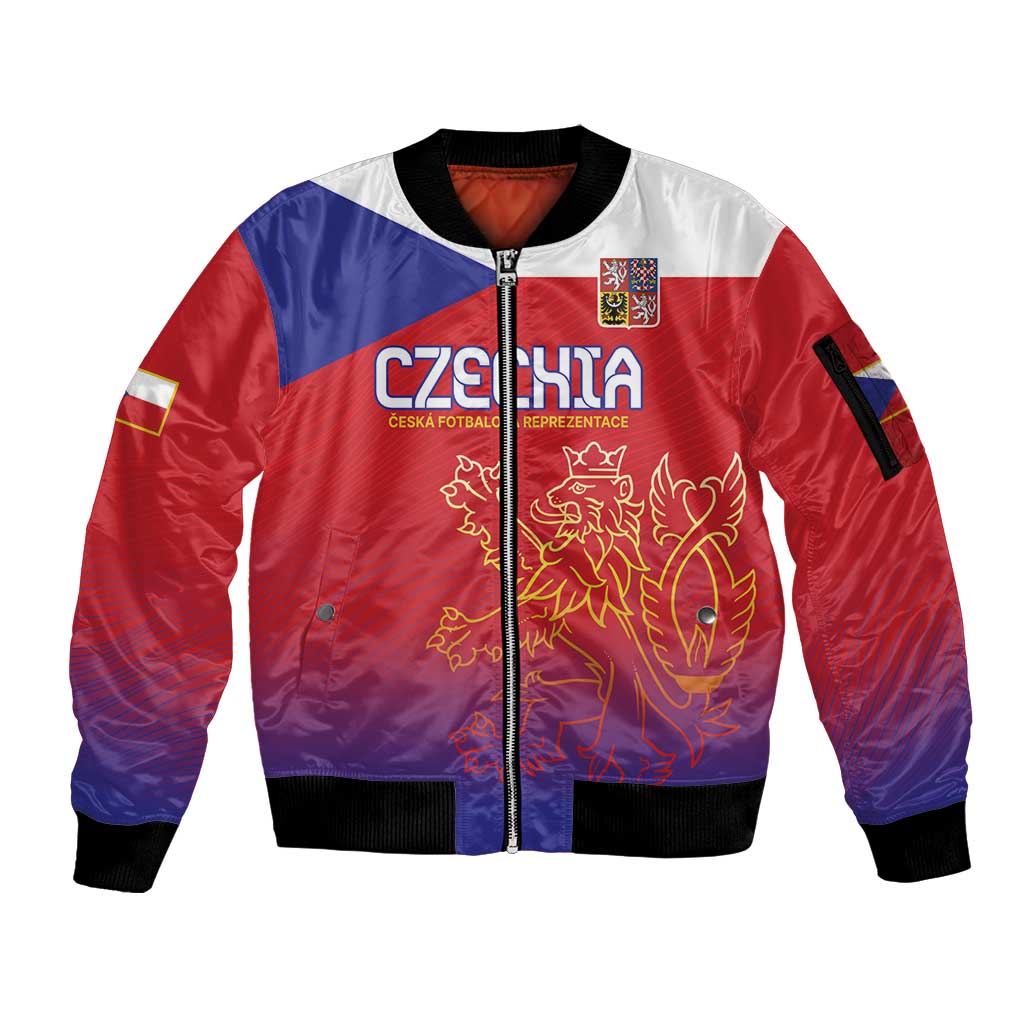 Custom Czech Republic Sleeve Zip Bomber Jacket Unique Double Tailed Lion - Wonder Print Shop