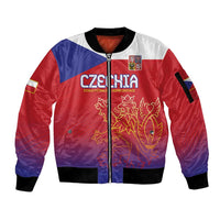 Custom Czech Republic Sleeve Zip Bomber Jacket Unique Double Tailed Lion - Wonder Print Shop