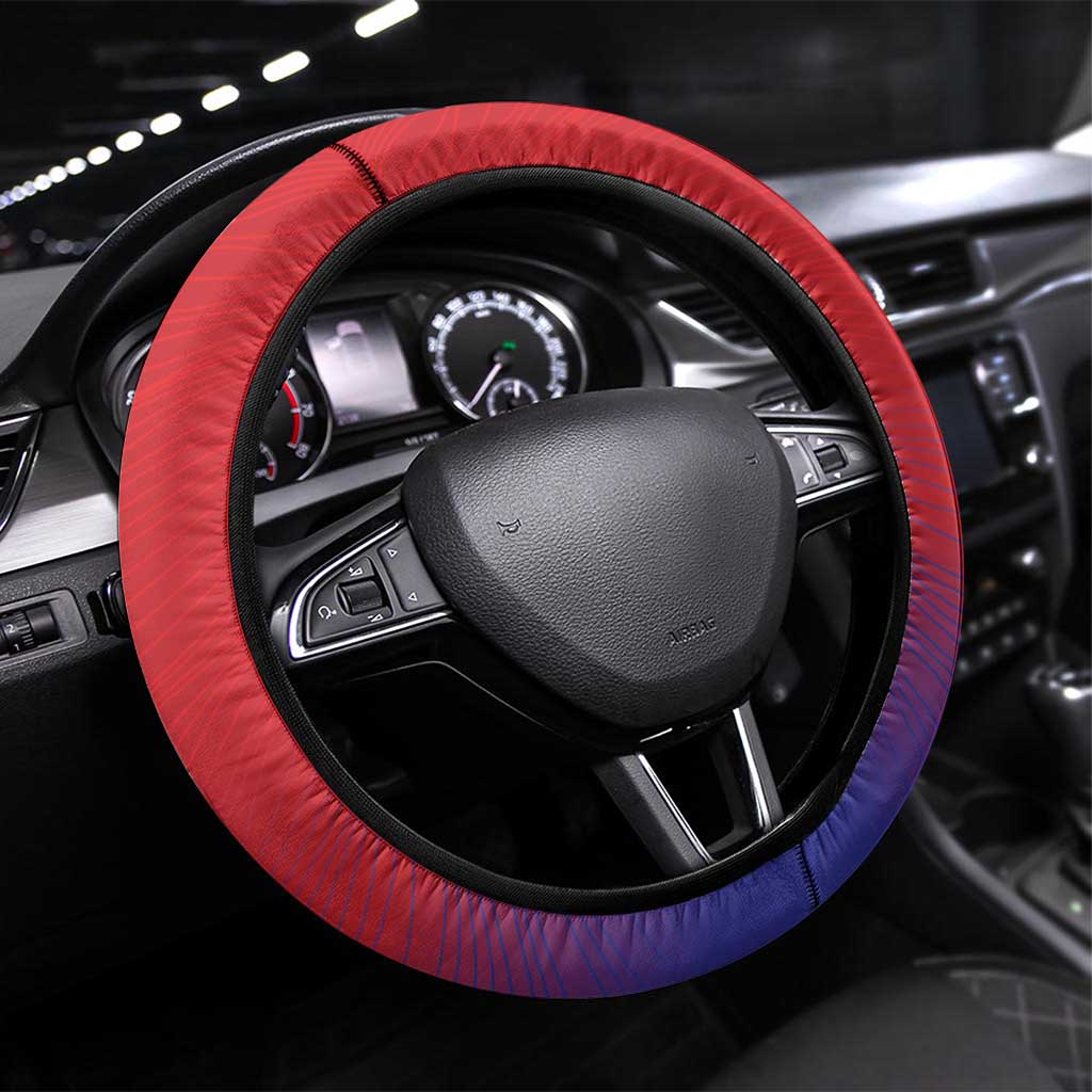 Czech Republic Steering Wheel Cover Unique Double Tailed Lion - Wonder Print Shop