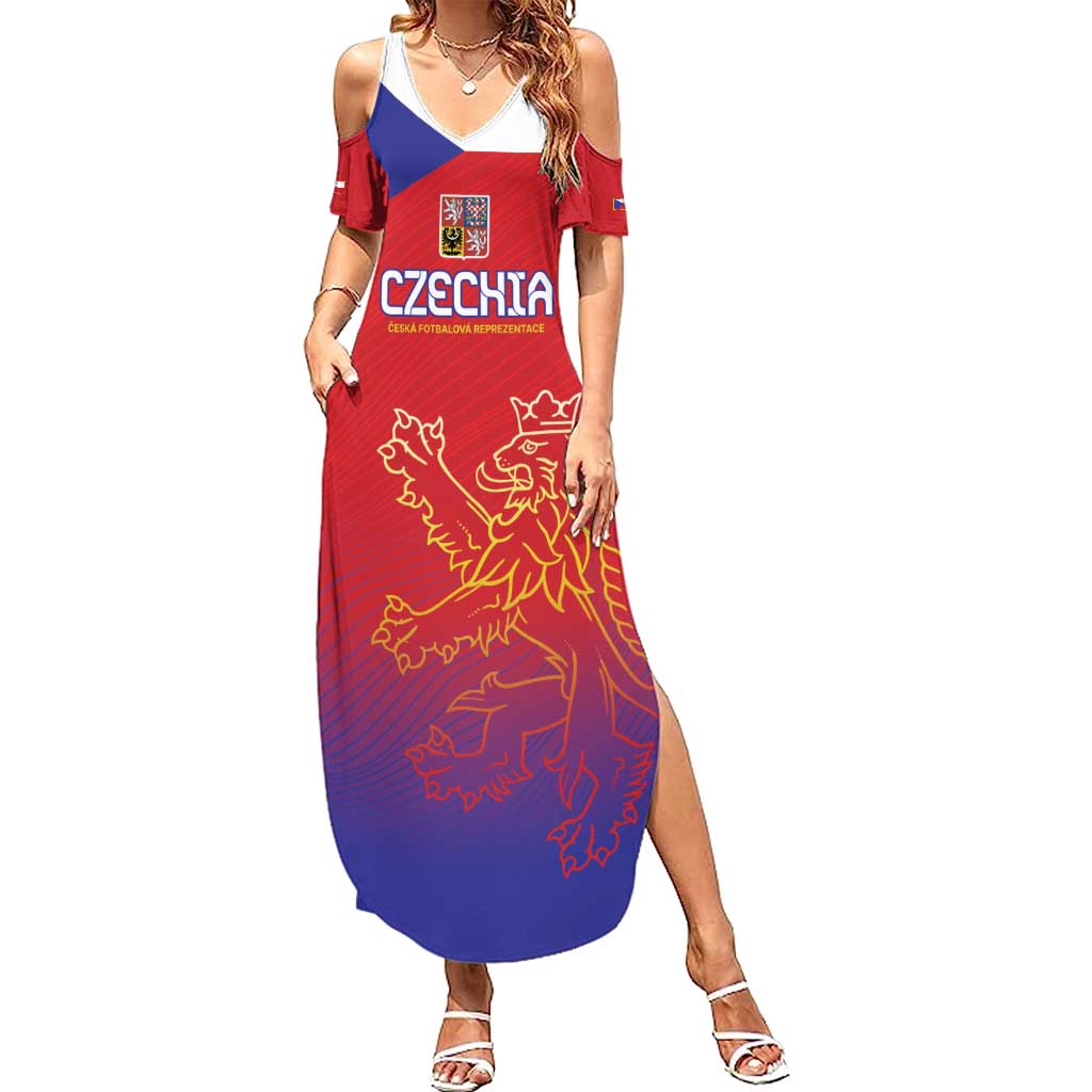 Custom Czech Republic Summer Maxi Dress Unique Double Tailed Lion - Wonder Print Shop