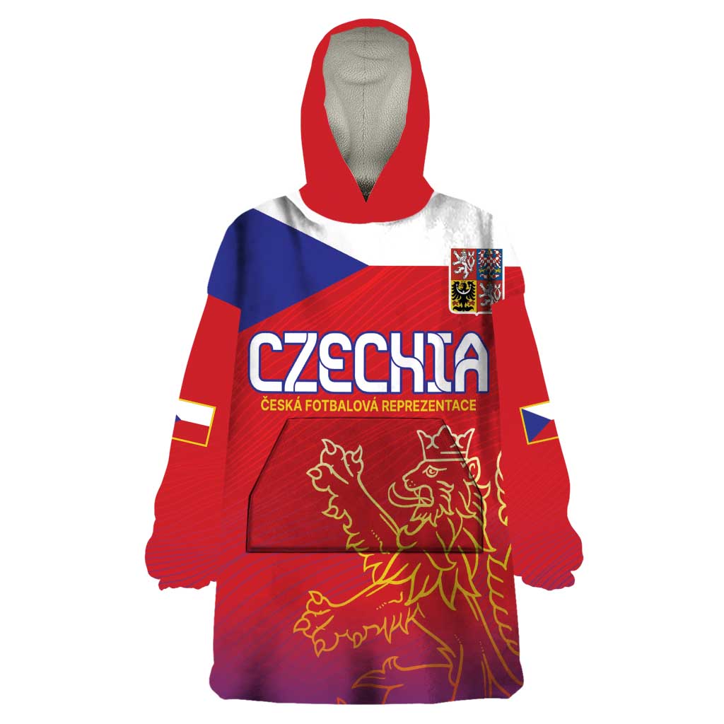 Custom Czech Republic Wearable Blanket Hoodie Unique Double Tailed Lion - Wonder Print Shop