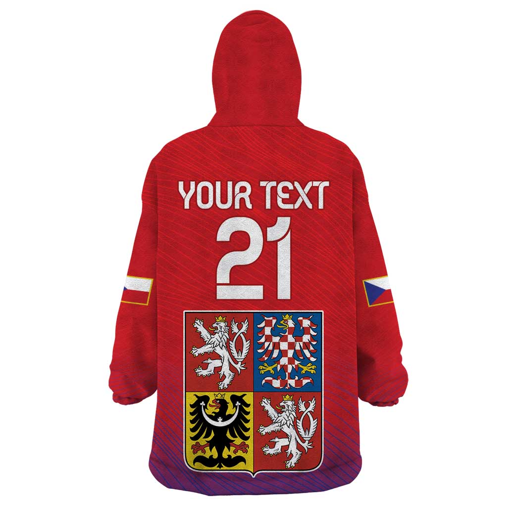 Custom Czech Republic Wearable Blanket Hoodie Unique Double Tailed Lion - Wonder Print Shop