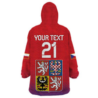 Custom Czech Republic Wearable Blanket Hoodie Unique Double Tailed Lion - Wonder Print Shop