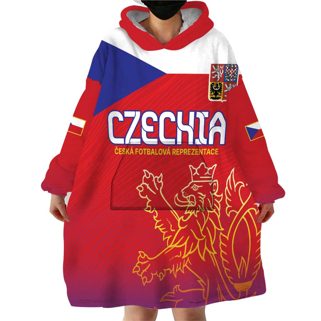 Custom Czech Republic Wearable Blanket Hoodie Unique Double Tailed Lion - Wonder Print Shop