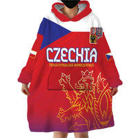 Custom Czech Republic Wearable Blanket Hoodie Unique Double Tailed Lion - Wonder Print Shop