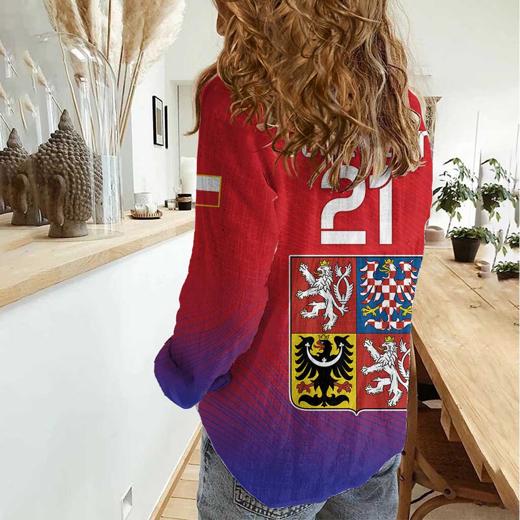 Custom Czech Republic Women Casual Shirt Unique Double Tailed Lion - Wonder Print Shop