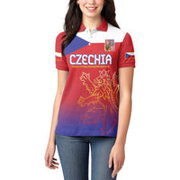 Custom Czech Republic Women Polo Shirt Unique Double Tailed Lion - Wonder Print Shop