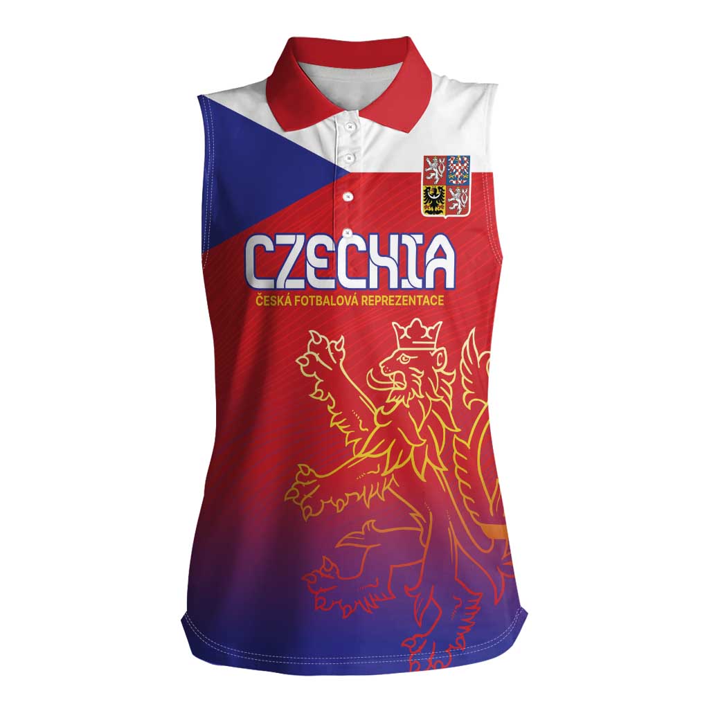 Custom Czech Republic Women Sleeveless Polo Shirt Unique Double Tailed Lion - Wonder Print Shop