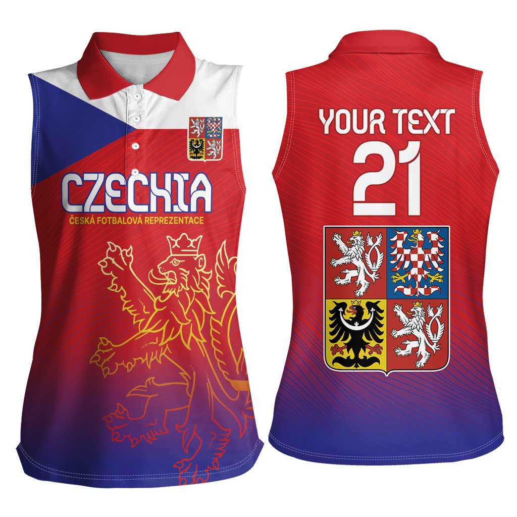Custom Czech Republic Women Sleeveless Polo Shirt Unique Double Tailed Lion - Wonder Print Shop