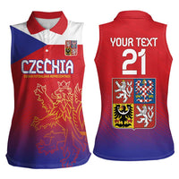 Custom Czech Republic Women Sleeveless Polo Shirt Unique Double Tailed Lion - Wonder Print Shop