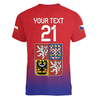 Custom Czech Republic Women V-Neck T-Shirt Unique Double Tailed Lion - Wonder Print Shop