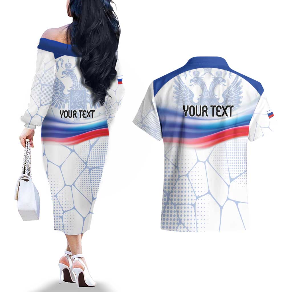 Personalized Russia Double-headed Eagle Couples Matching Off The Shoulder Long Sleeve Dress and Hawaiian Shirt Special Flag Style LT9 - Wonder Print Shop