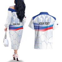 Personalized Russia Double-headed Eagle Couples Matching Off The Shoulder Long Sleeve Dress and Hawaiian Shirt Special Flag Style LT9 - Wonder Print Shop