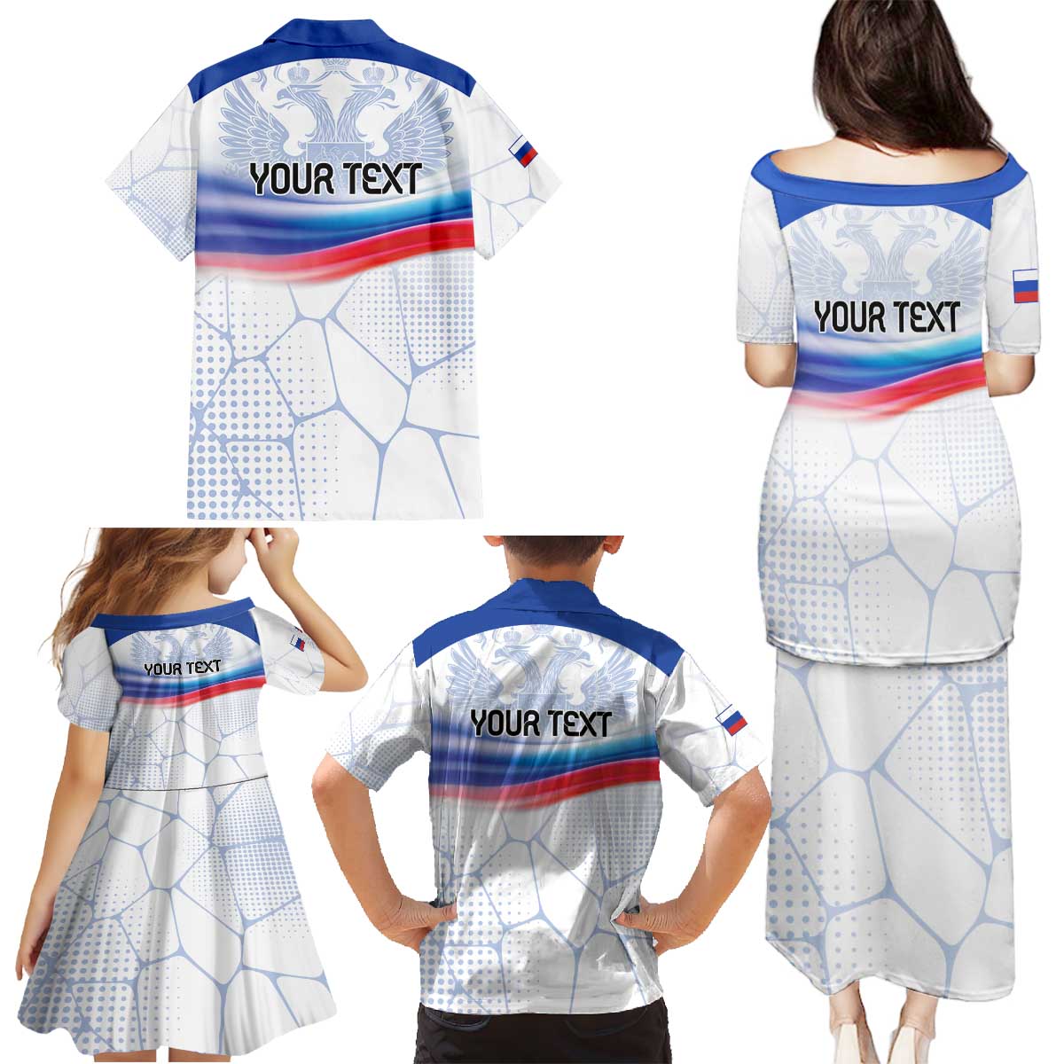 Personalized Russia Double-headed Eagle Family Matching Puletasi and Hawaiian Shirt Special Flag Style - Wonder Print Shop