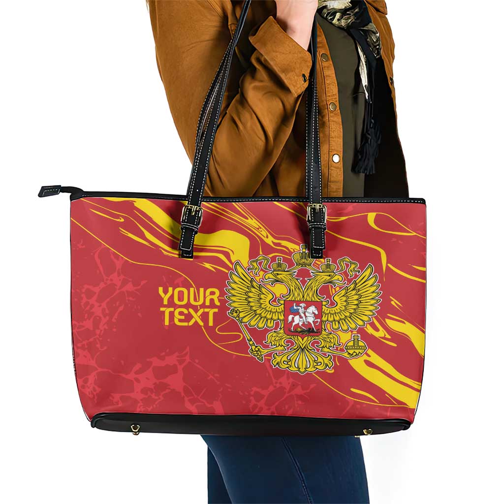 Custom Russia with Double-headed Eagle Leather Tote Bag - Wonder Print Shop
