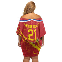 Custom Russia with Double-headed Eagle Off Shoulder Short Dress - Wonder Print Shop