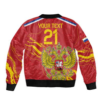 Custom Russia with Double-headed Eagle Sleeve Zip Bomber Jacket - Wonder Print Shop