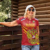 Custom Russia with Double-headed Eagle Women Polo Shirt - Wonder Print Shop