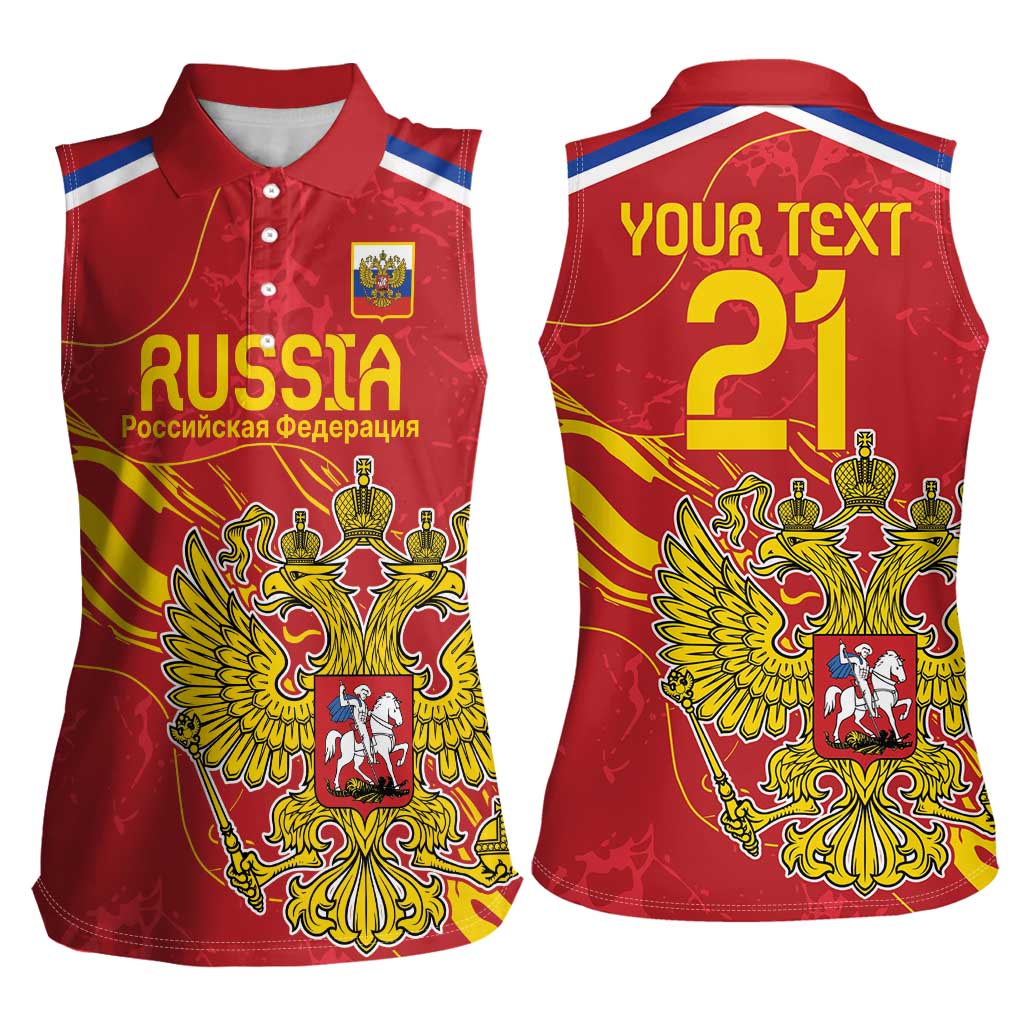 Custom Russia with Double-headed Eagle Women Sleeveless Polo Shirt - Wonder Print Shop