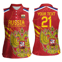 Custom Russia with Double-headed Eagle Women Sleeveless Polo Shirt - Wonder Print Shop