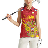 Custom Russia with Double-headed Eagle Women Sleeveless Polo Shirt - Wonder Print Shop