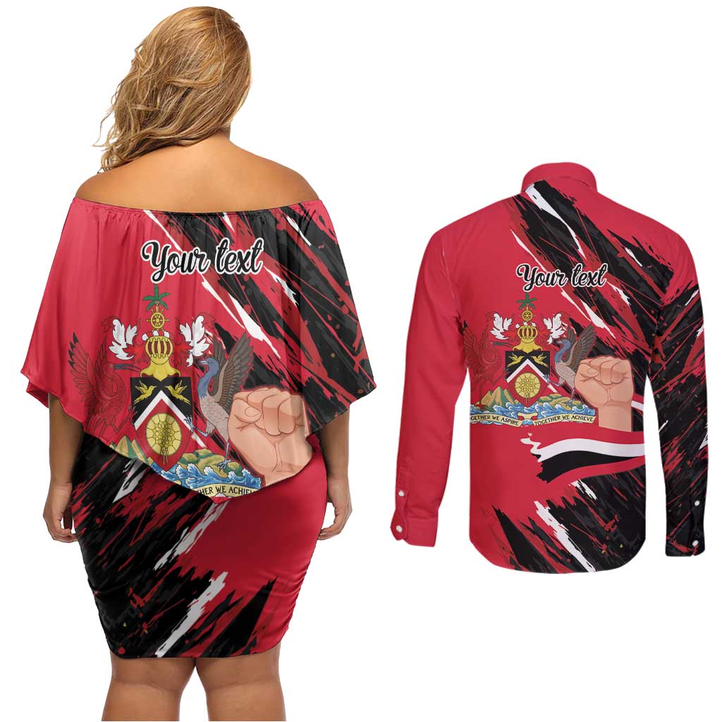 Trinidad and Tobago 1962 Personalized Couples Matching Off Shoulder Short Dress and Long Sleeve Button Shirt Happy Independence Day August 31th - Wonder Print Shop