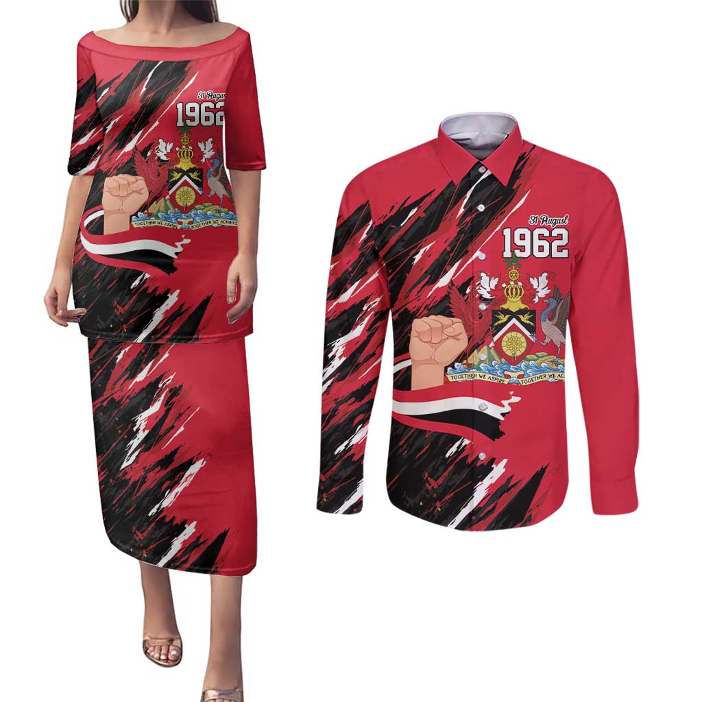 Trinidad and Tobago 1962 Personalized Couples Matching Puletasi and Long Sleeve Button Shirt Happy Independence Day August 31th - Wonder Print Shop