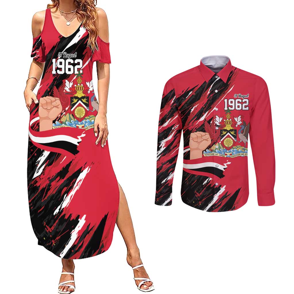 Trinidad and Tobago 1962 Personalized Couples Matching Summer Maxi Dress and Long Sleeve Button Shirt Happy Independence Day August 31th - Wonder Print Shop