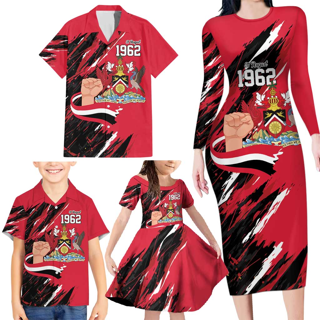 Trinidad and Tobago 1962 Personalized Family Matching Long Sleeve Bodycon Dress and Hawaiian Shirt Happy Independence Day August 31th - Wonder Print Shop