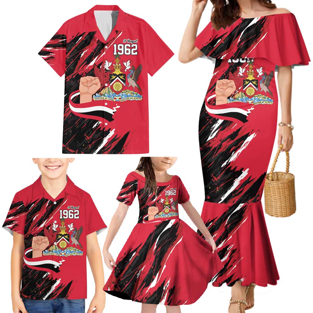Trinidad and Tobago 1962 Personalized Family Matching Mermaid Dress and Hawaiian Shirt Happy Independence Day August 31th - Wonder Print Shop