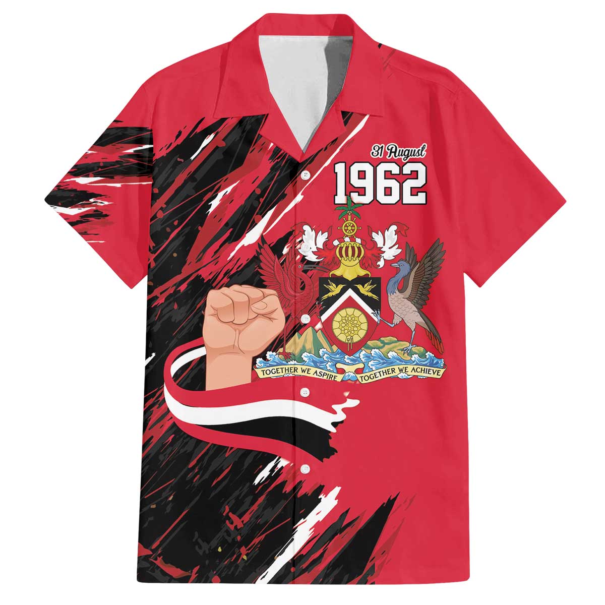 Trinidad and Tobago 1962 Personalized Family Matching Off The Shoulder Long Sleeve Dress and Hawaiian Shirt Happy Independence Day August 31th - Wonder Print Shop